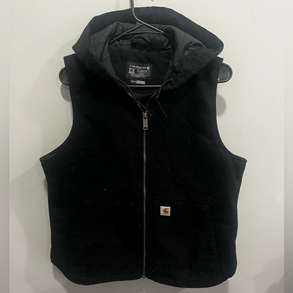 Black Original Carhart Vest with Hood